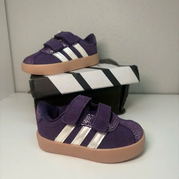 Adidas VL Court 3.0 K Kids US 4K / UK 3 Aurora Plum - Picture 2 of 6